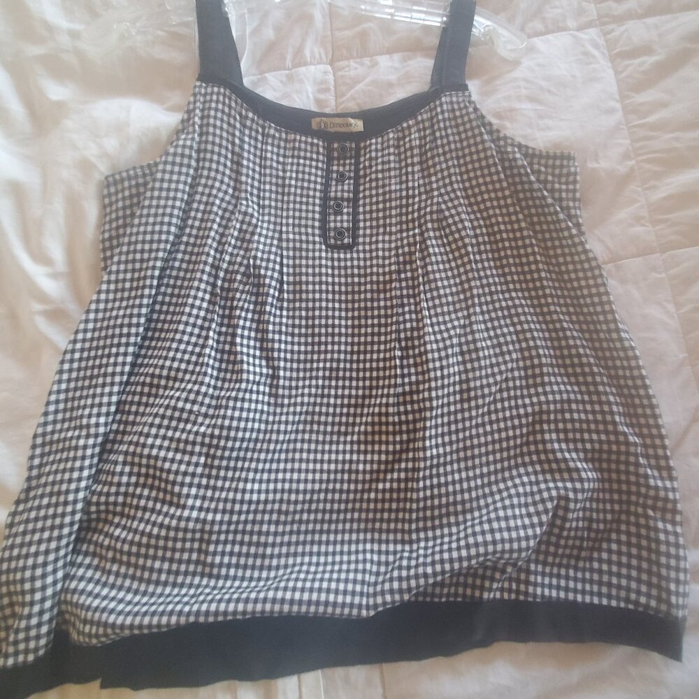Democracy black and white gingham tank size S